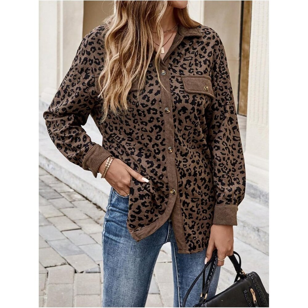 Elegant Leopard Print Button-Down Shacket for Wom… - image 4